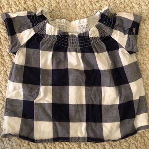 Janie and Jack navy and white gingham cotton tee